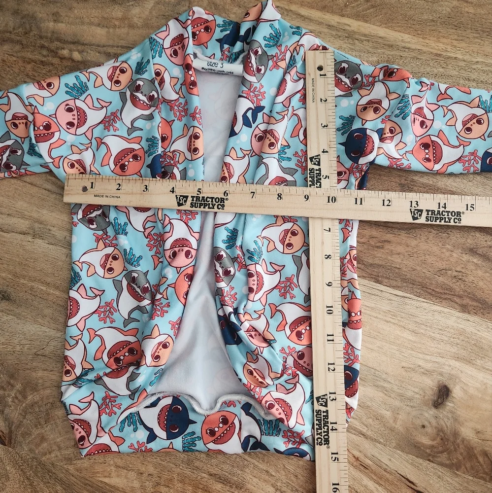 Kids Baby Shark Cardigan Shrug Long Sleeve Top Size 3
